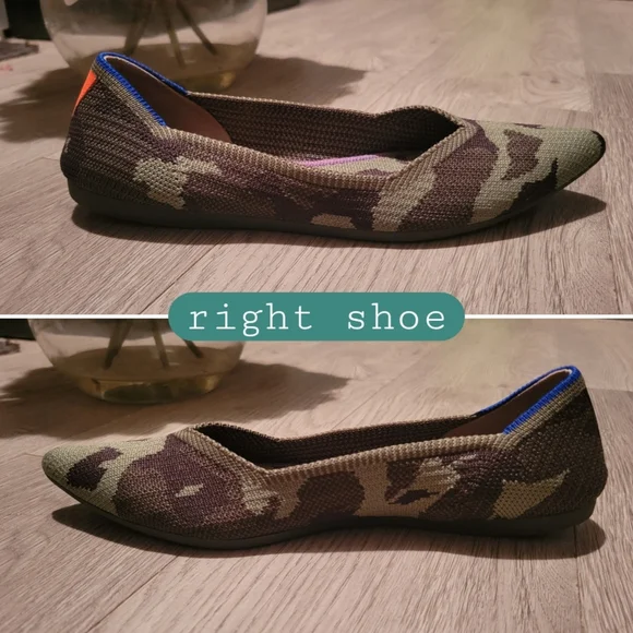 Rothy's The Point Olive Camo Flats, Purple & Pink Insoles, Women's US 6 EU 36 - Picture 9 of 16